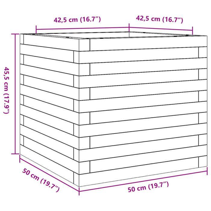 VidaXL Jardinière blanc 50x50x45,5 cm bois de pin massif, jardinière d'extérieur, bac à fleurs, boîte à plantes, jardinière 847244