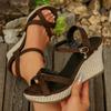 Sandali Estivi a Incrocio per Donna con Suola in Gomma e Tomaia in PU per Uso Casual da Spiaggia