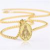 [Virgin Mary Necklace] Stainless Steel Virgin Mary Necklace with Cross Miracle Medal - 1pc Fashion Religious Gift Pendant, Unisex All-Season Accessory