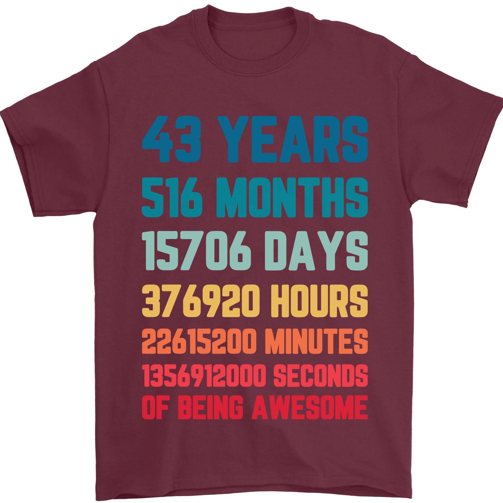 43rd Birthday 43 Year Old Mens T-Shirt 100% Cotton S разноцветный