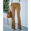 2026 Spring/Summer Women's Solid Color High-Waisted Slim Fit Slight Flare Corduroy Elastic Waist Casual Pants