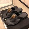 New men's beach shoes flip-flops  designer leather outside wear sandals head layer cowhide