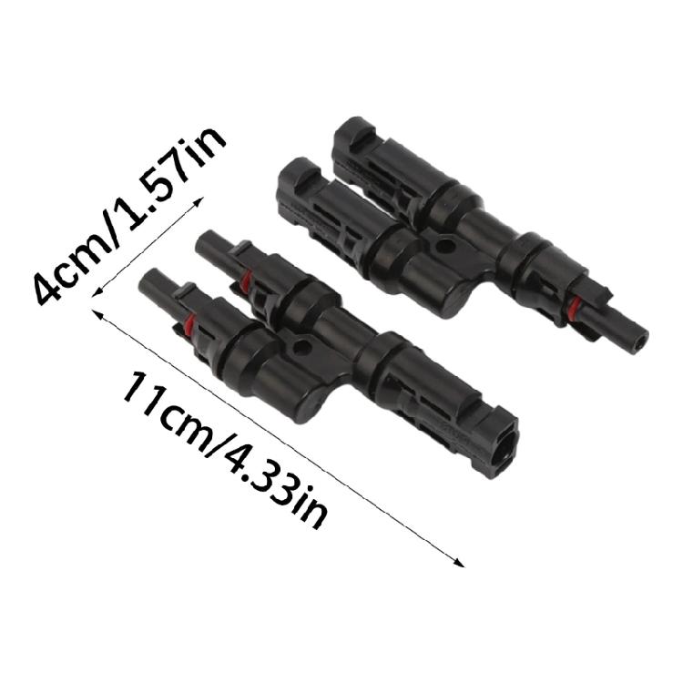 4Pcs Photovoltaic T Branch Coupler Male and Female Solar Connectors T Branch Cable Splitters Coupler Easy to Use