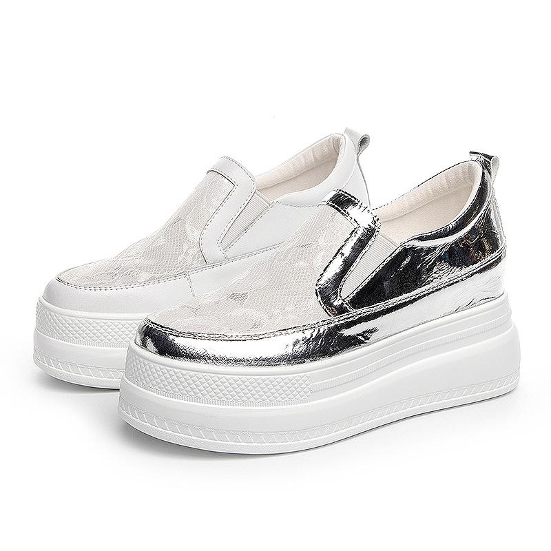 Loafers summer women's thin women's casual single shoes mesh breathable little white shoes women's inner height increase versatile one pedal