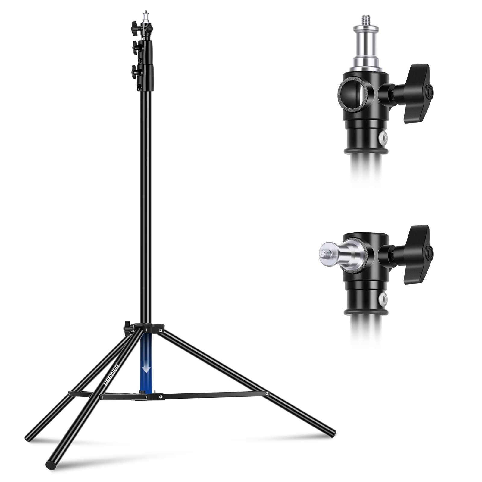 

NEEWER Air Cushion Light Stand ST-280AC Heavy Duty Metal Photography Tripod 1/4 3/8 Reversible Spigot 3-Way Mounting Metal Lock Knob Max Load 5.5lb