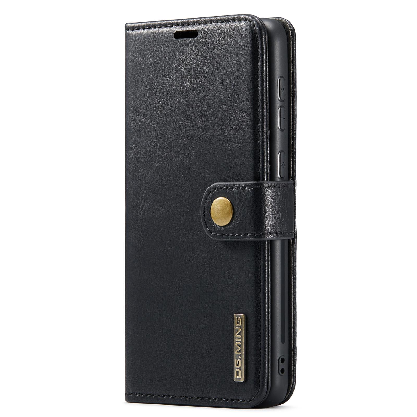 

DG.MING Split Leather Wallet Phone Case Folio Flip Magnetic Detachable Stand Cover for Samsung Galaxy A73 5G Black