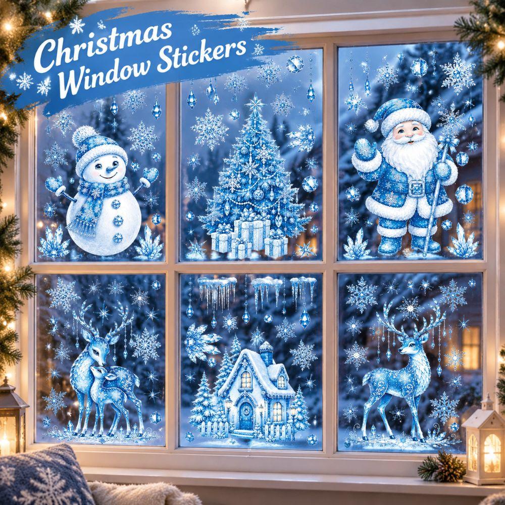 Santa Claus Christmas Tree Christmas Wall Sticker Christmas Static Window Stickers Festive Decor