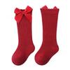 Spanish Pink Knee-High Baby Socks with Large Bow for Girls