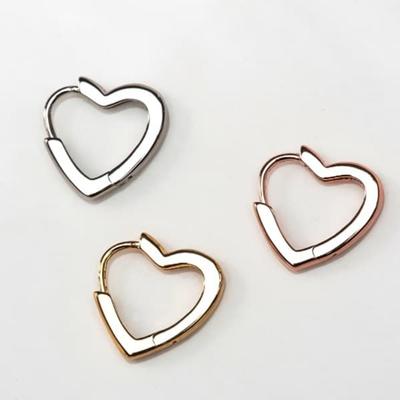 Women's Daily 925 Silver Heart One-Touch Earrings