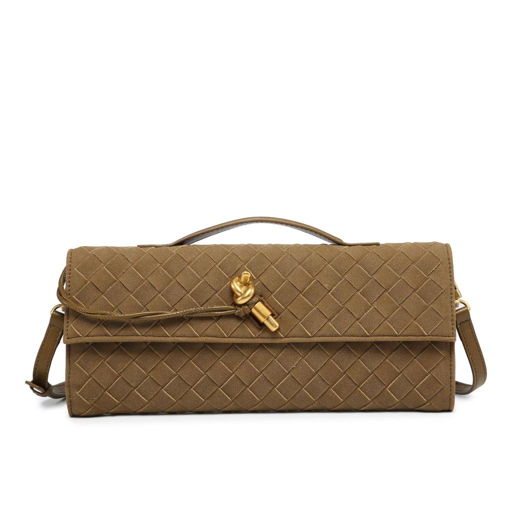 Autumn and Winter New Matte Hand-woven Hand-held Dinner Bag Fashion Lock Bag Messenger Bag Fashion