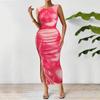 Women's Spring Slimming Sleeveless Mesh Gradient Slit Dress