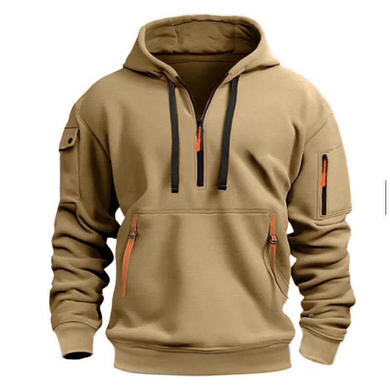 Men's Spring & Autumn Multi-Pocket Zip Hoodie Sweatshirt