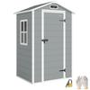 4 X 3 Ft Plastic Garden Shed with Floor, Outdoor Storage Shed with Lockable Door, Window and Vent, Light Grey