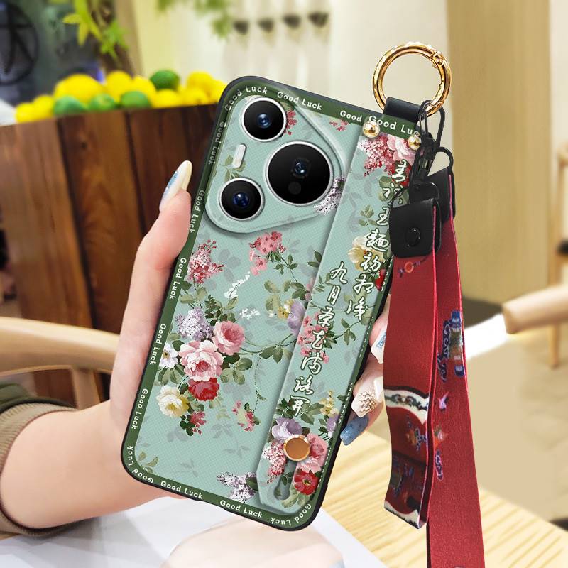 Durable For Mom Phone Case For Huawei P70 Pro/Pura 70 Pro+ Chinese Style Ring Silicone Protective Elderly Lady Lanyard