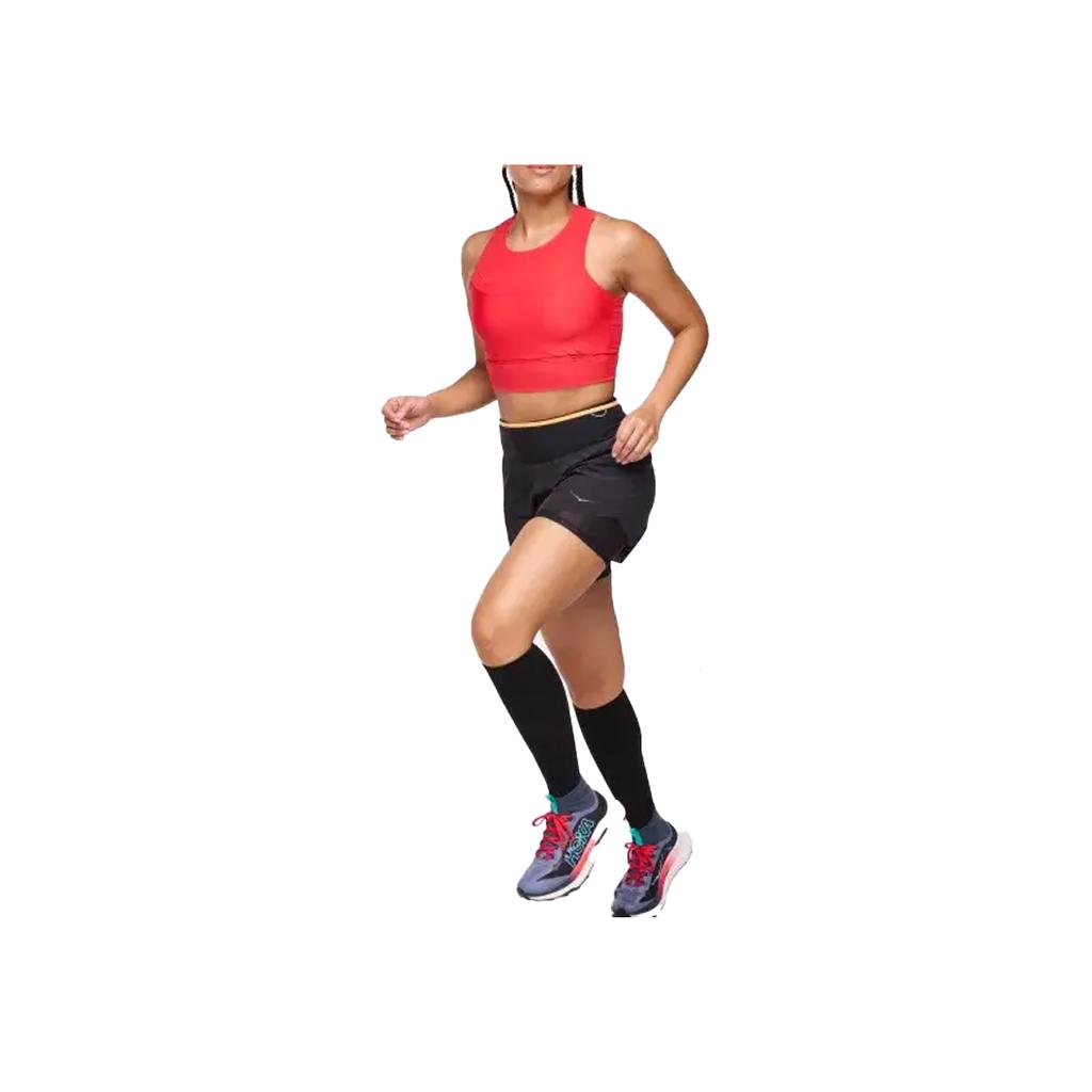 HOKA ONE ONE Solid Color Comfortable Breathable Mid Waist Trail Running Shorts Women Shorts Black 1141741-BLK