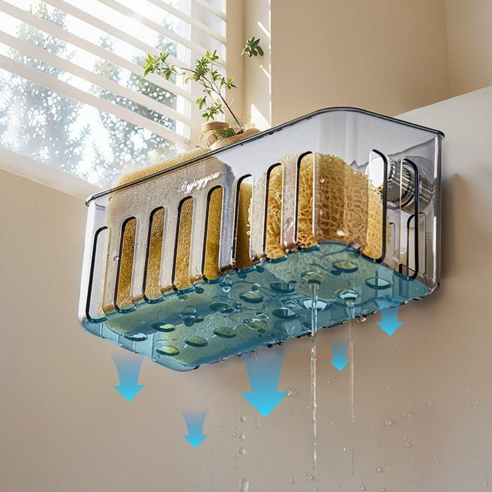 

Transparent Sponge Holder Plastic Soap Drying Rack Creative Kitchen Organizer Home прозрачный