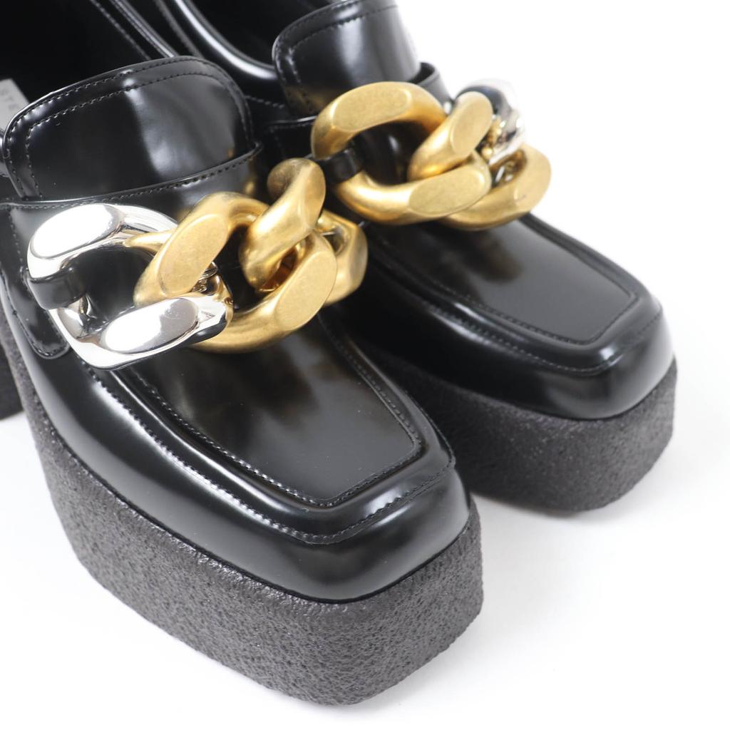 Stella McCartney loafers Chain detail chunky heel black leather Women 38 810103 Used