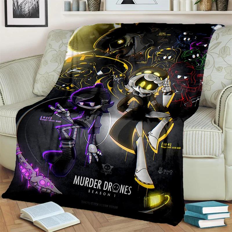 Murder Drones 3D Print Cartoon Uzi V J Robot Gift Blanket,Soft Throw Blanket for Home Bedroom Bed Sofa Travel Picnic Cover Kids