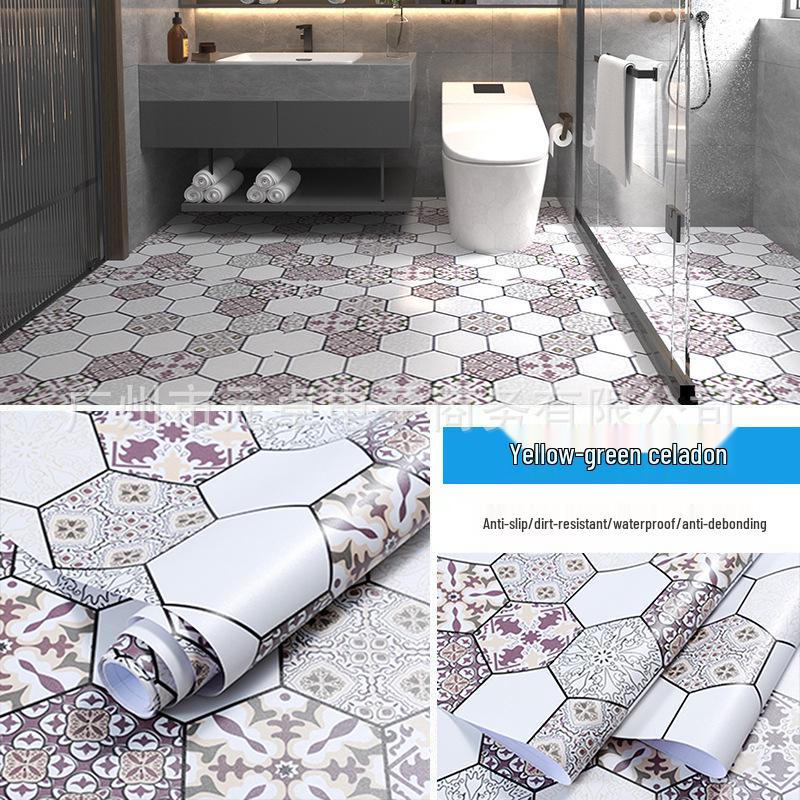 Adesivo da Pavimento Moderno Minimalista Autoadesivo per Bagno, WC e Cucina
