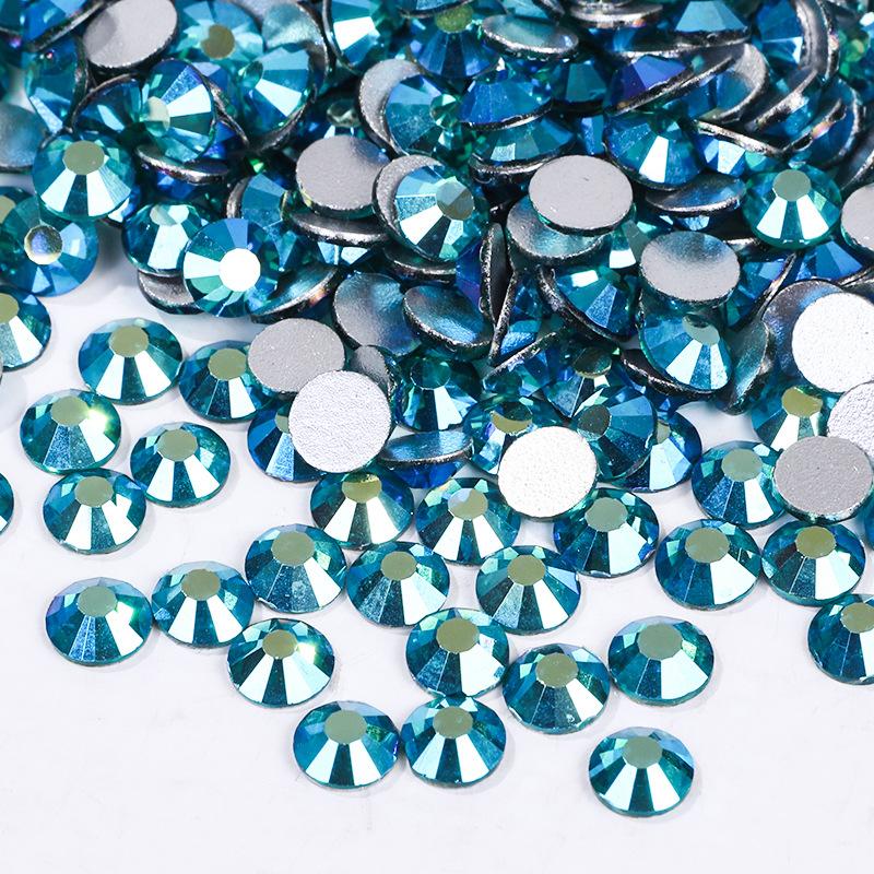 Color Ab Crystal Glass Flat Bottom Drill Round Nail Drill Diy Colorful Nail Jewelry