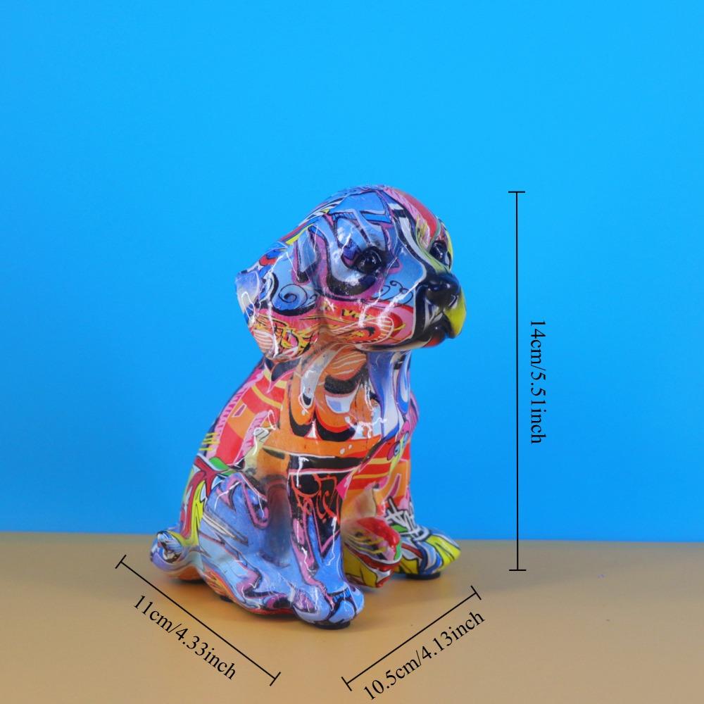 Colorful French Bulldog Statue Decorations Graffiti Art Pet Dog Figurines Home Wine Cabinet Living Room Desktop Animal Ornament