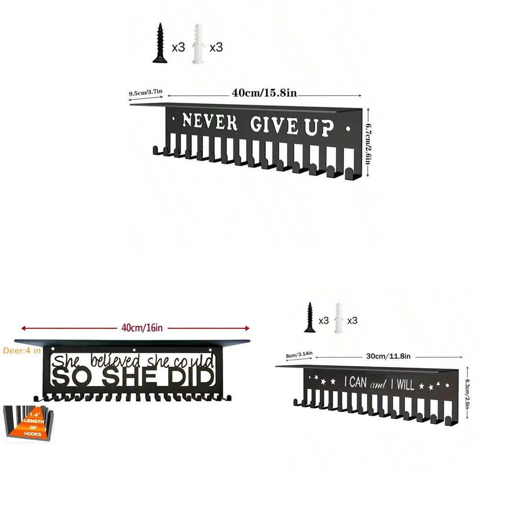 Metal Award Display Shelf With Wall Hook For Trophy And Medal Organization In Offices