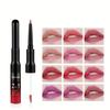 Batom antiaderente em formato de copo, fácil de aplicar, batom colorido fosco, gloss labial de ponta dupla, delineador labial, esmalte labial dois em um