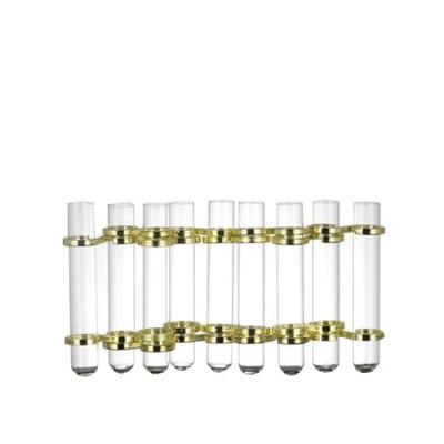 Dulton Link Tube Base, Gold, Test Tube Glass Vase for Flowers, Height 150mm, Width 65-310mm, Depth 35mm, CH03-V76GD