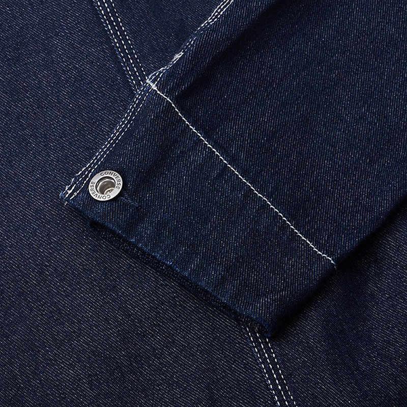 New Converse Indigo Chore Jackets Coats Women's Dark Blue 10026052-A01