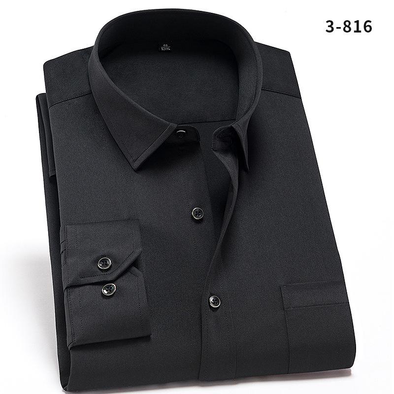Anti-Wrinkle Men Shirts Long Sleeve Dress Shirts For Men Slim Fit Camisa Social Business Blouse White Pocket Office Shirt S-4XL