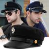 Retro youth hat big head circumference captain hat middle-aged and elderly men's hat badge decoration flat top hat small size hat large brim