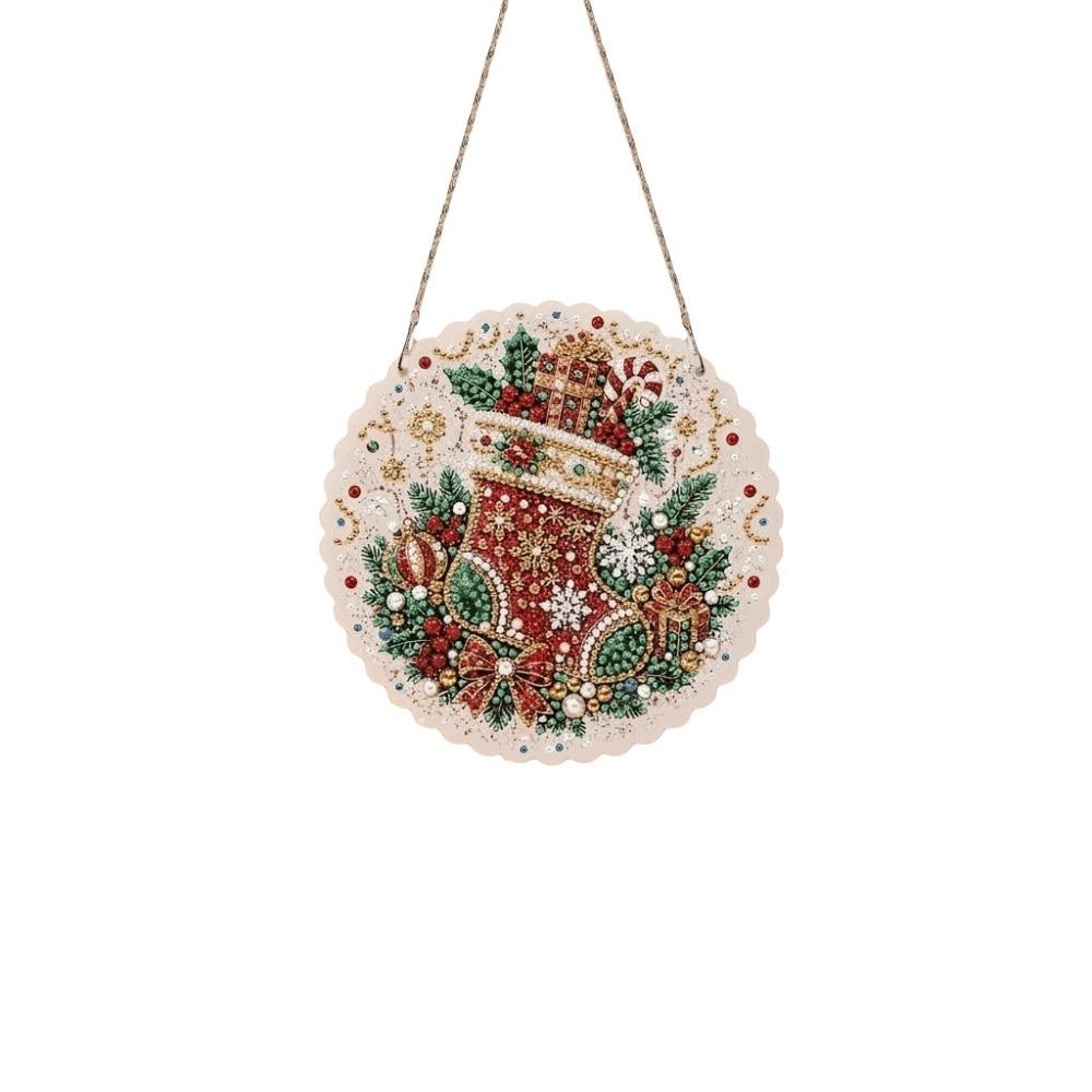 Acrylic Christmas Rhinestone Painting Kit Round Xmas Ornament Kit Wall Decor