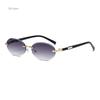 Trendy Rimless Oval Sunglasses Stylish Gradient Lens Outdoor Shades Luxury  Frameless Small Black Vintage Sun Glasses