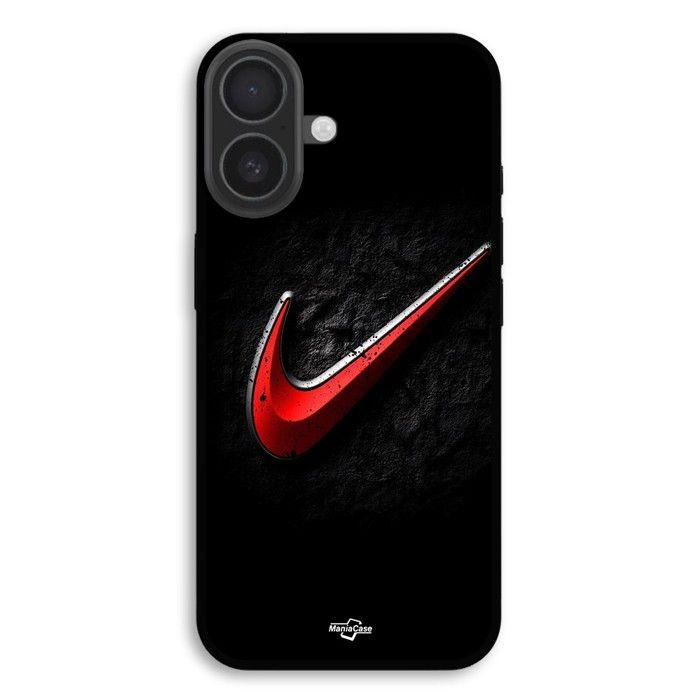 Coque de téléphone - MANIACASE - iPhone 16 - Silicone TPU - Souple - Nike logo rouge schwarz