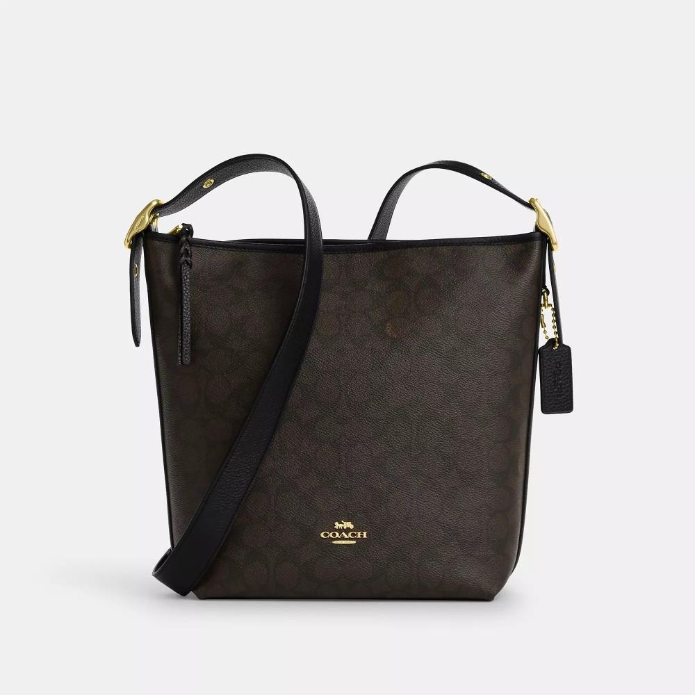 

Coach Val Duffle Bag In Signature Canvas Gold Walnut Black One Size