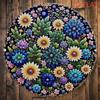 Vintage Round Mandala Metal Wall Art 8 Inch Turquoise Blue Golden Boho Decor Aluminum Sign Home Bar