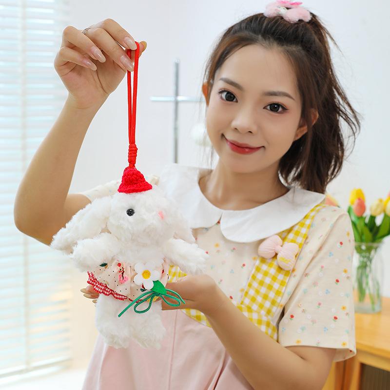 Popular Flower Dress Princess Rabbit Pendant Cute Long-eared Rabbit Keychain Girls Bag Boutique Pendant Doll