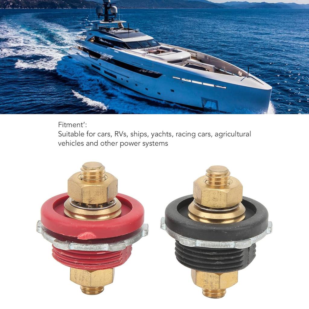 2 Stück 3/8 Zoll Durchgangspanel Batterieanschlussklemme, Batterieanschlussbolzen 250A Positiv Negativ Anschlussbolzen Pfosten Ersatz für Autos Wohnmobile Schiffe