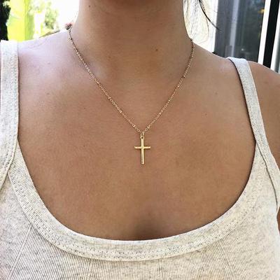 Cross Necklace Pendant Summer Gold Chain Small Gold Cross Religious Women's Necklace Jewelry