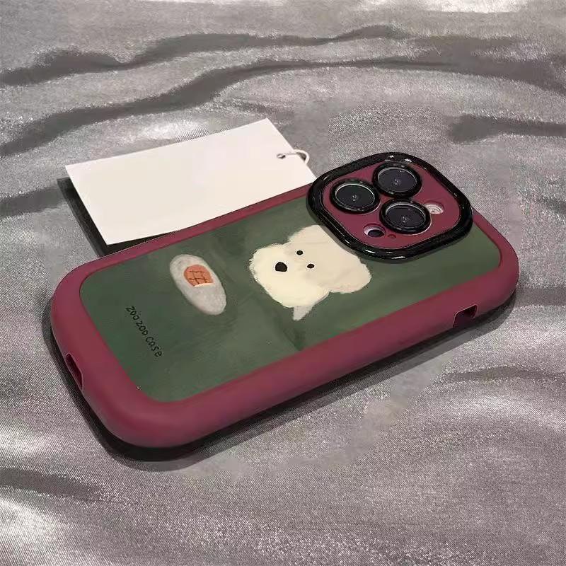 Oil Painting High-value Puppy Suitable for Apple 16 Mobile Phone Case IPhone 15 Promax Cute VIVOS19 Creative