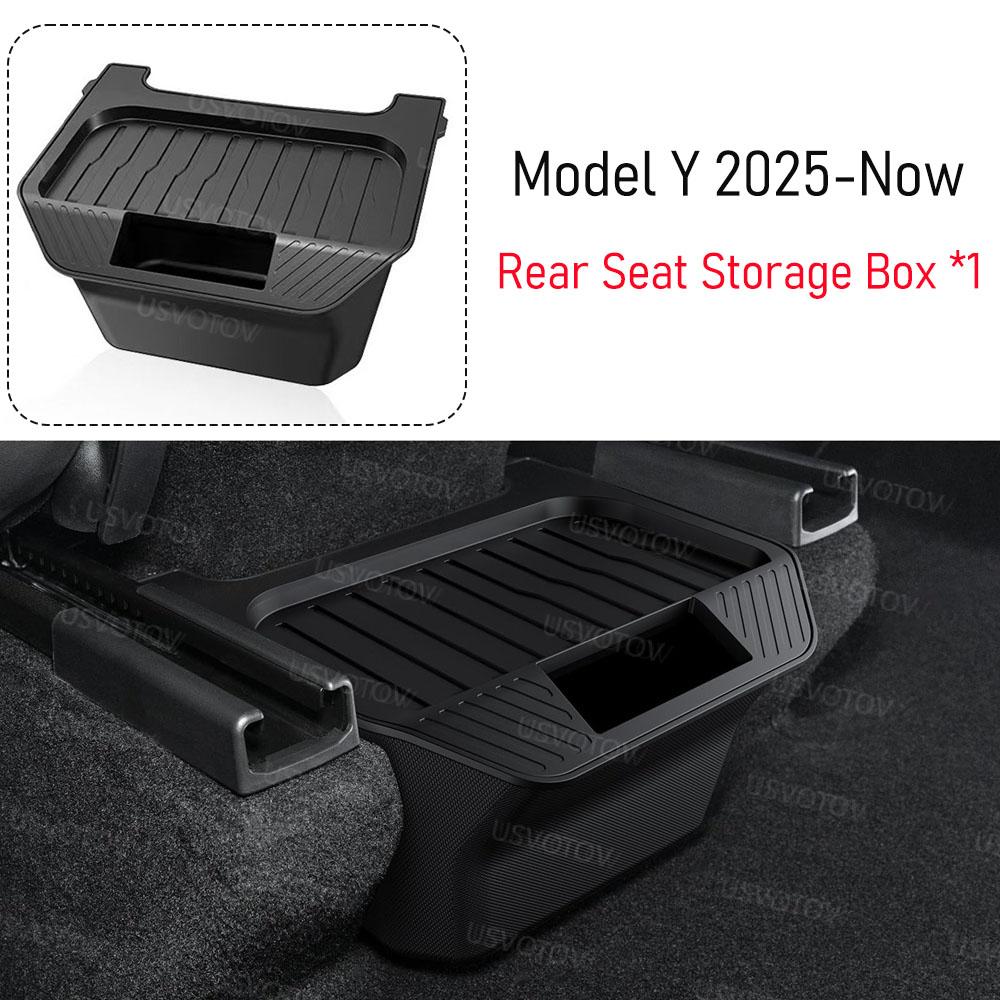 USVOTOV Center Console Organizer for Tesla Model Y Juniper Premium Accessories 2026 2025 Rear Seat Storage Box Trash Can Garbage