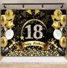 Schwarz Gold Rosa Blau Ballonband Thema Hintergrund, Geschenk zum Erwachsenwerden 18. Geburtstag Party Dekoration Fotografie Hintergrundtuch