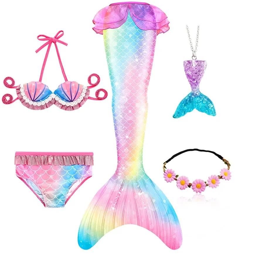 Mädchen Schwanzflosse Meerjungfrau Kostüm Kleid Cosplay Weihnachten Geburtstag Geschenk Badeanzug Kann Monoflosse Finne Hinzufügen Halloween Kostüm