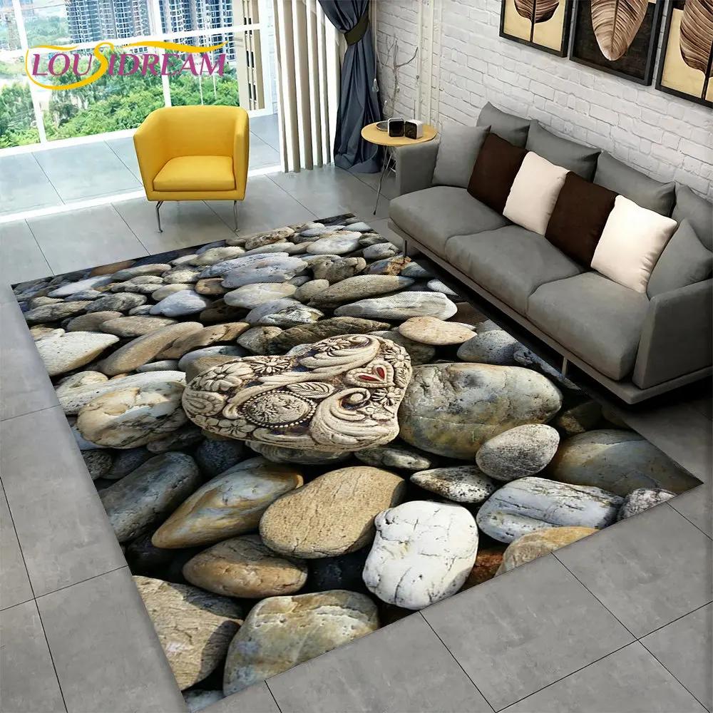טביעת רגל תלת מימדית אבן חוף שטח שטיח חלוקי נחל, שטיח שטיח לבית סלון חדר שינה ספה שטיח לדלת עיצוב מטבח מחצלת רצפה מונעת החלקה
