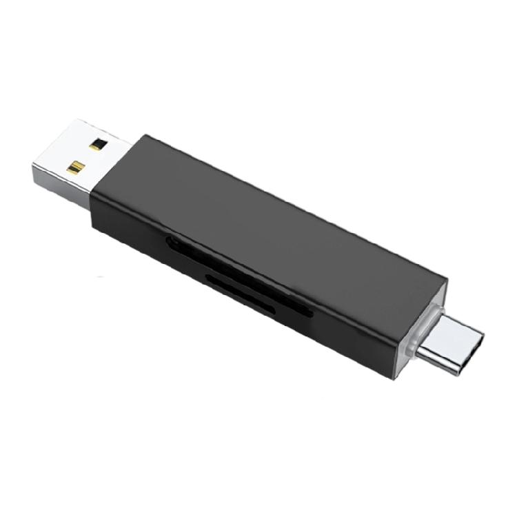 MultiFunctional Aluminum TF Card Reader USB A Type C Double Slot No Driver Required for Business Trip Document Share
