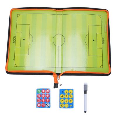 Soccer Coaching Board with Pen and 2 Magnetic Markers Zipper Folding Football Strategy Board