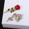 Hollow Crystal Red Rose Flower Korean Enamel Pin Women Rose Brooches Backpack Decoration Badges Pin