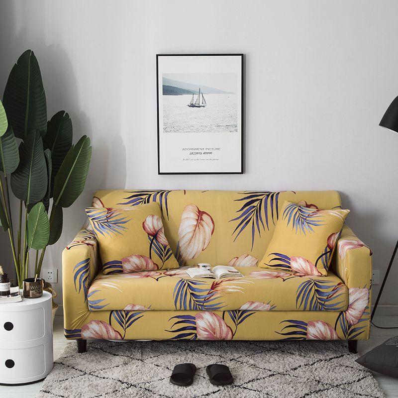 Drukowany Elastyczny Pokrowiec na Sofę Dzianinowy Pokrowiec Odporny na Zabrudzenia Pokrowiec All-Inclusive na Sofę