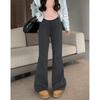 American Spicy Girl Women's Gray Fleece-Lined Bootcut Yoga Pants: Winter Warm, Elastic Waist, Casual Micro Flare.
