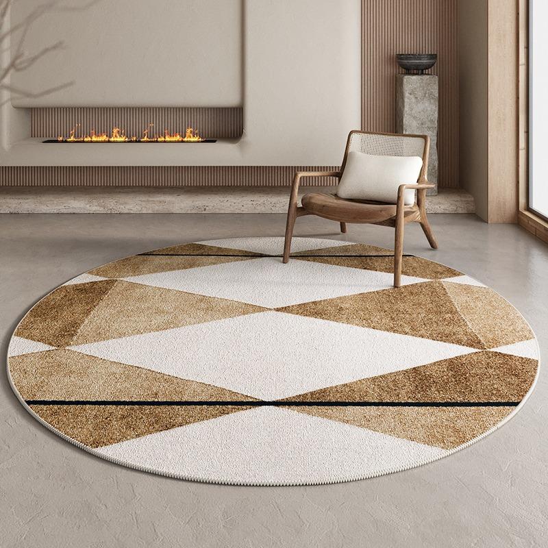 Round Living Room Carpet Large Size Chair Floor Mat Bedroom Bedside Carpets Brown Rug High-end French Style Home Decoration Rugs